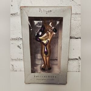 Rare Pottery Barn Blitzen Blown Glass Reindeer Ornament – Original Box